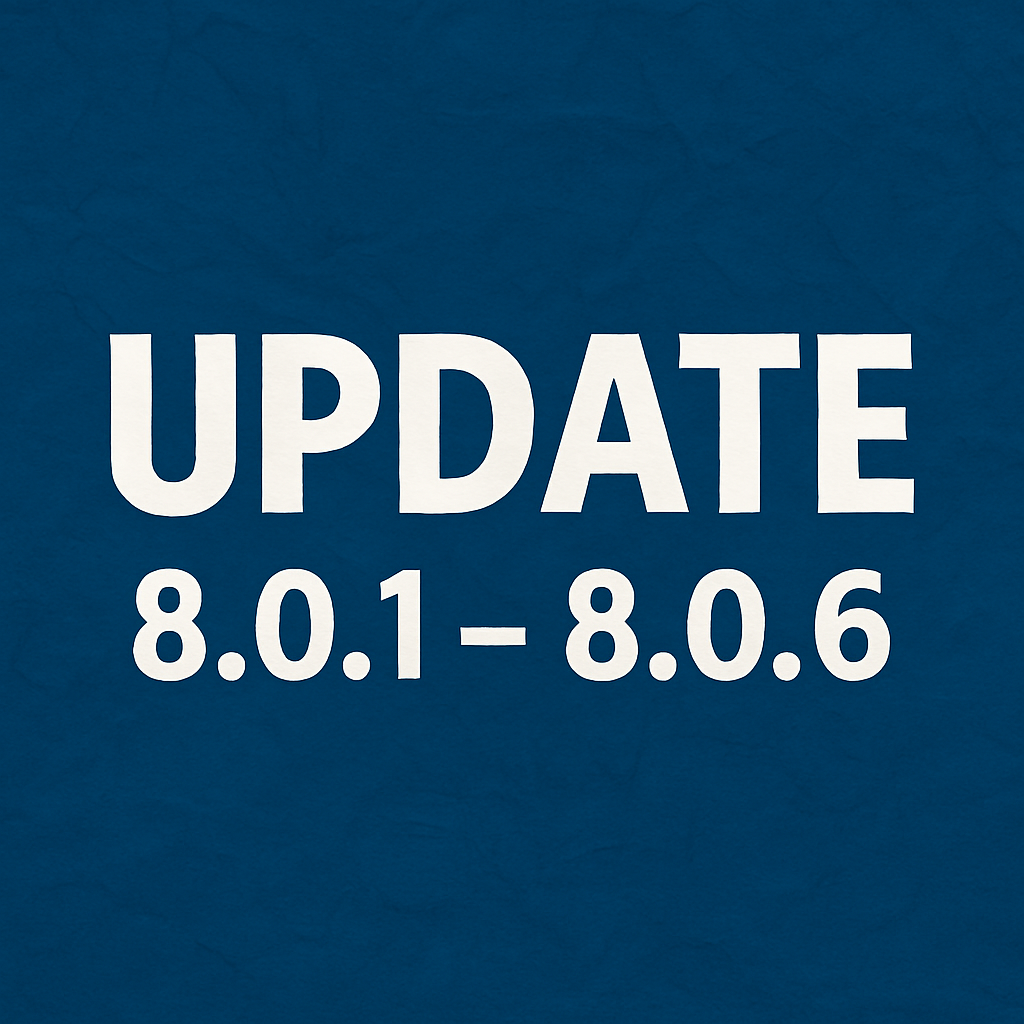 Firmware update log - 8.0.1 to 8.0.6