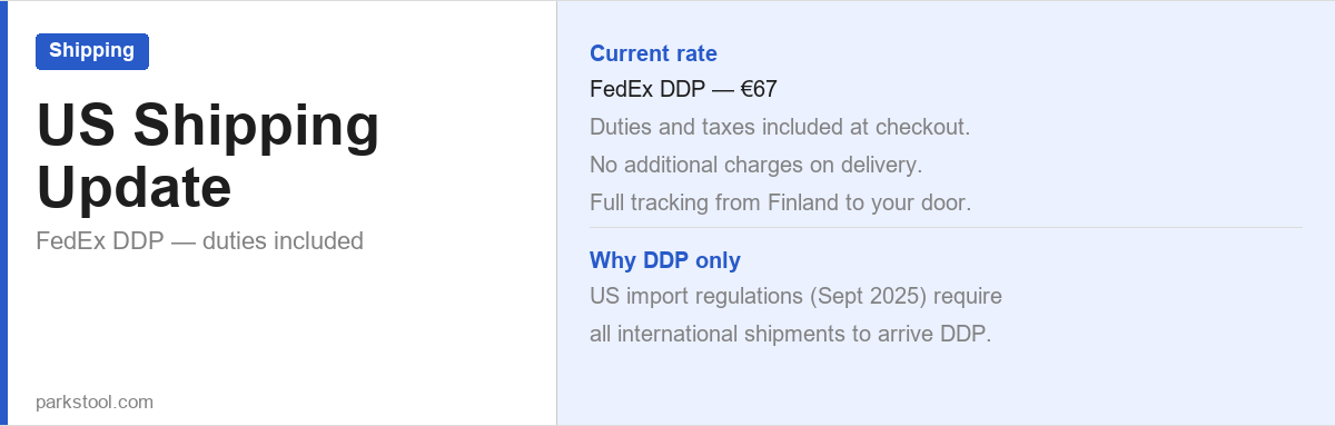 US Shipping Update — ParksTool