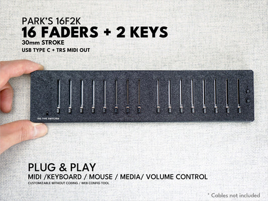 ParksTool 16F2K (16 Faders + 2 Keys) MIDI Controller