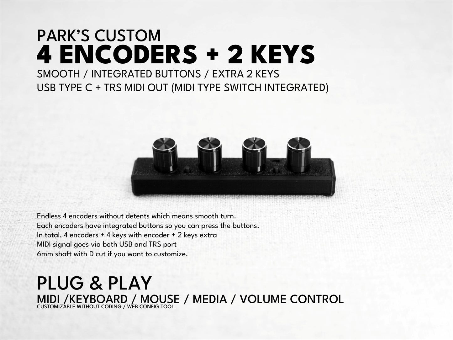 ParksTool 4ES2K (4 Encoders + 2K) MIDI Controller
