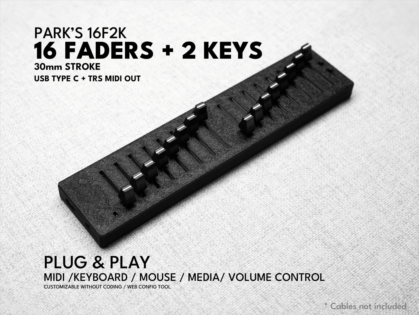 ParksTool 16F2K (16 Faders + 2 Keys) MIDI Controller