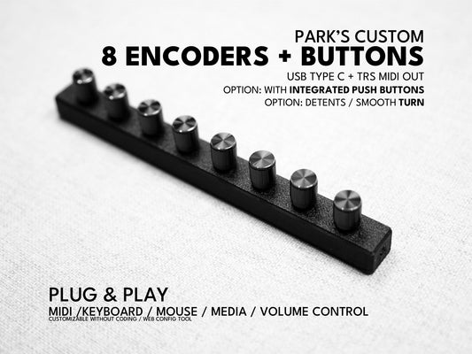 Park's Custom Encoders: 8, 4/ MIDI / Plug and Play / customizable / DIY / MCP / keyboard mouse volume / Sound Devices
