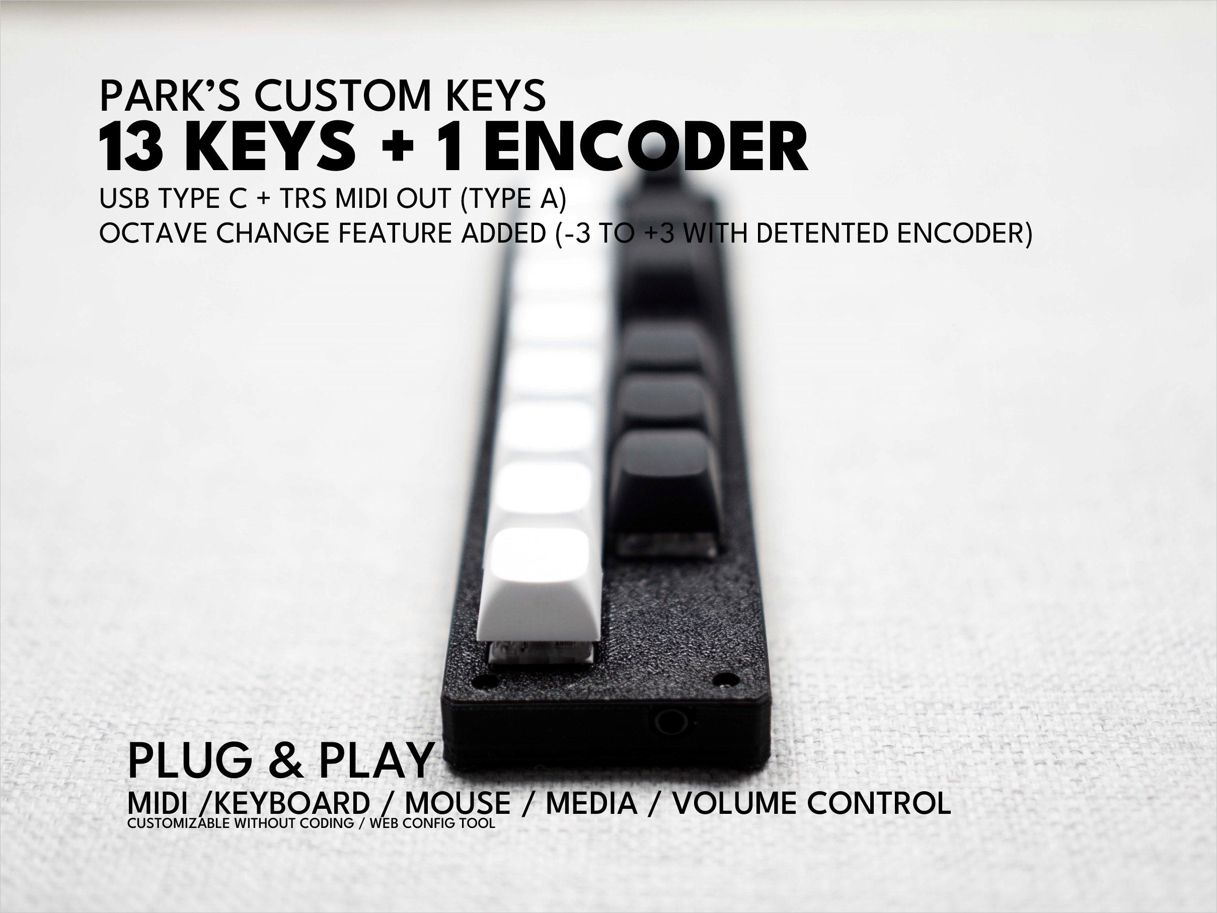 ParksTool 13K1ES Octave (13 keys + one encoder) MIDI Controller