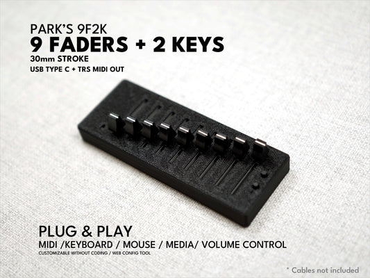 Park's 9F (9 Faders) + 2 Keys / MIDI / USB / customizable channel and CC / plug and play / diy / media / Volume control / sound devices