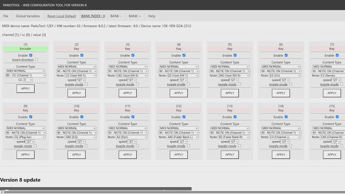 8ES - 8 Encoders with integrated switch MIDI Controller – ParksTool