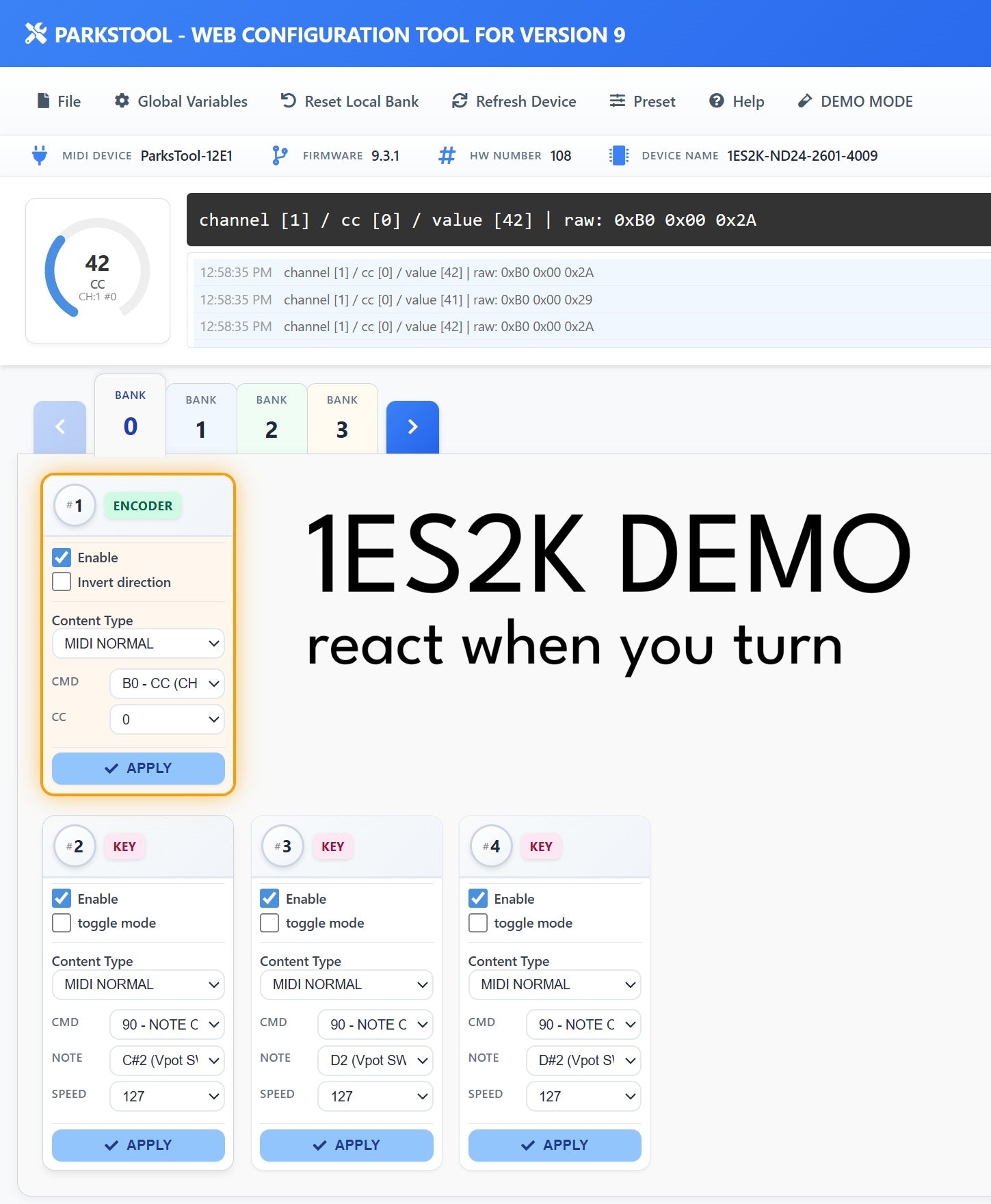 Web Configuration Tool - 1ES2K example