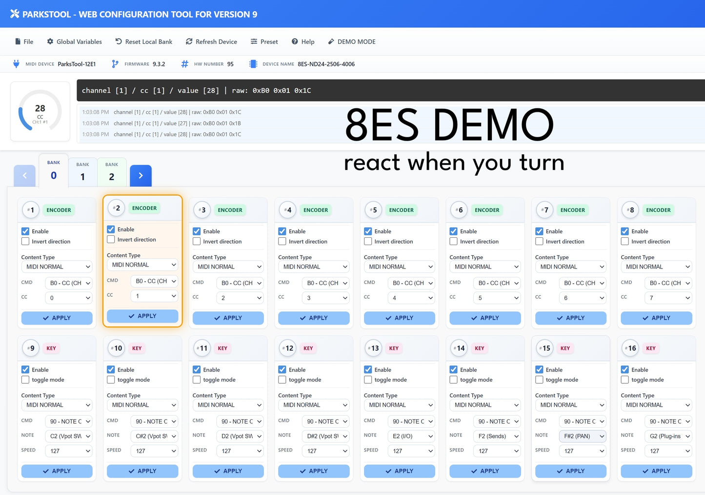 Web Configuration Tool - 8ES example