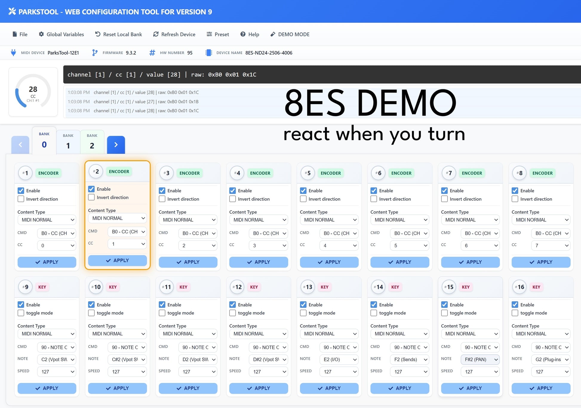 Web Configuration Tool - 8ES example